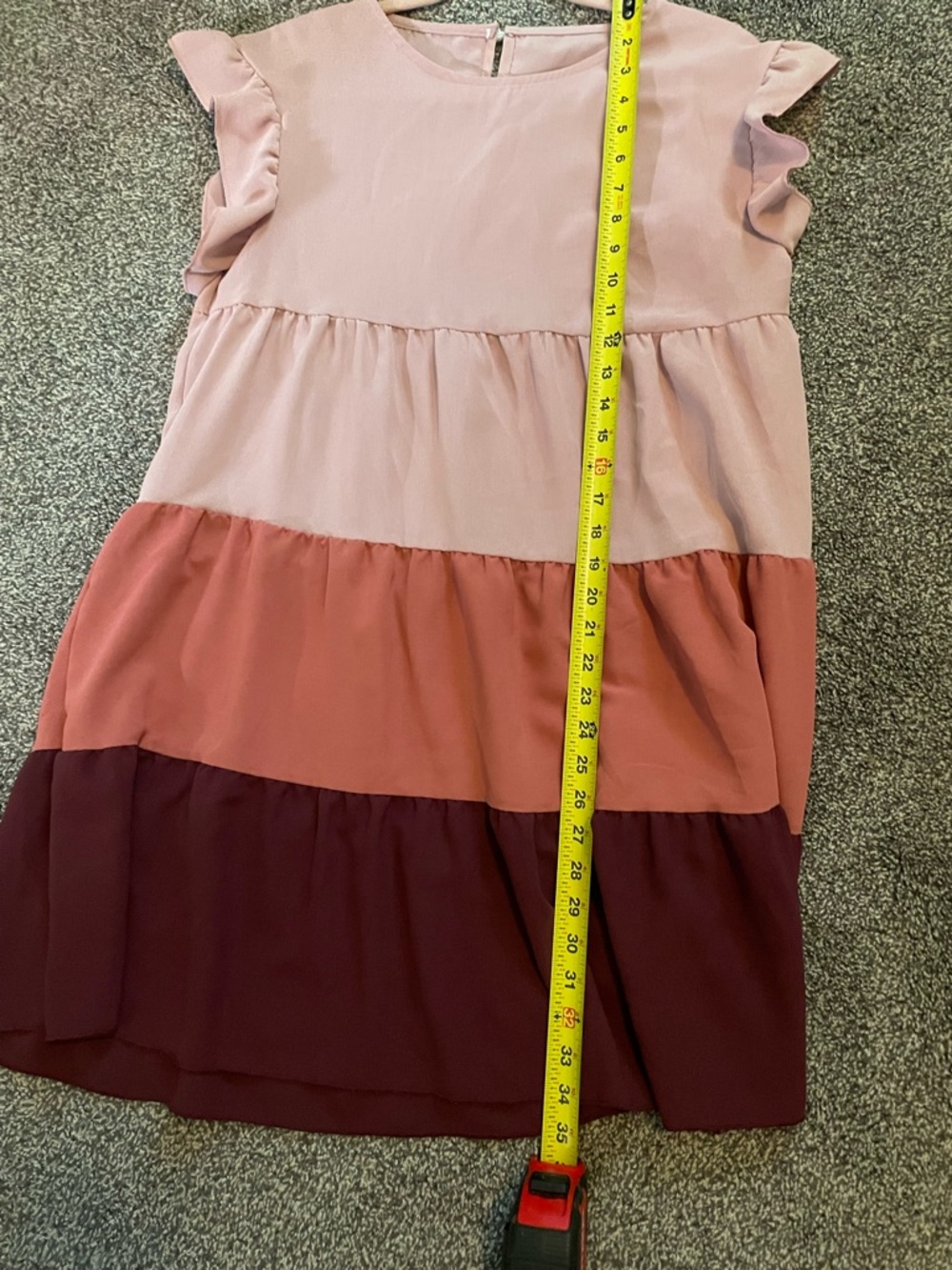 Pink Multicolor Women’s Smock Dress Ruffle Sleeve Dress Size Large - Picture 7 of 8